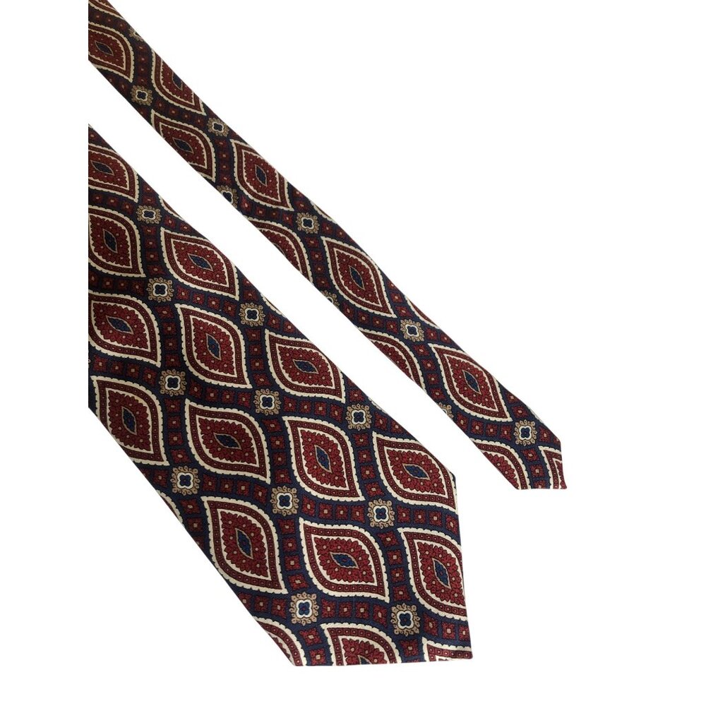 Faconnable Silk Tie Red Blue Paisley Mens Necktie France Office Work Formal Gift